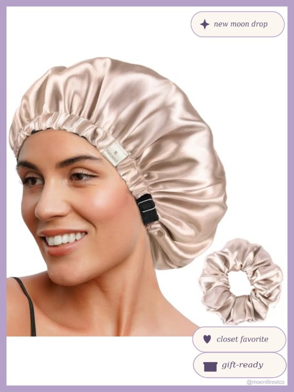 Satin Bonnet Adjustable Sleep Cap Frizz Control Hair Wrap